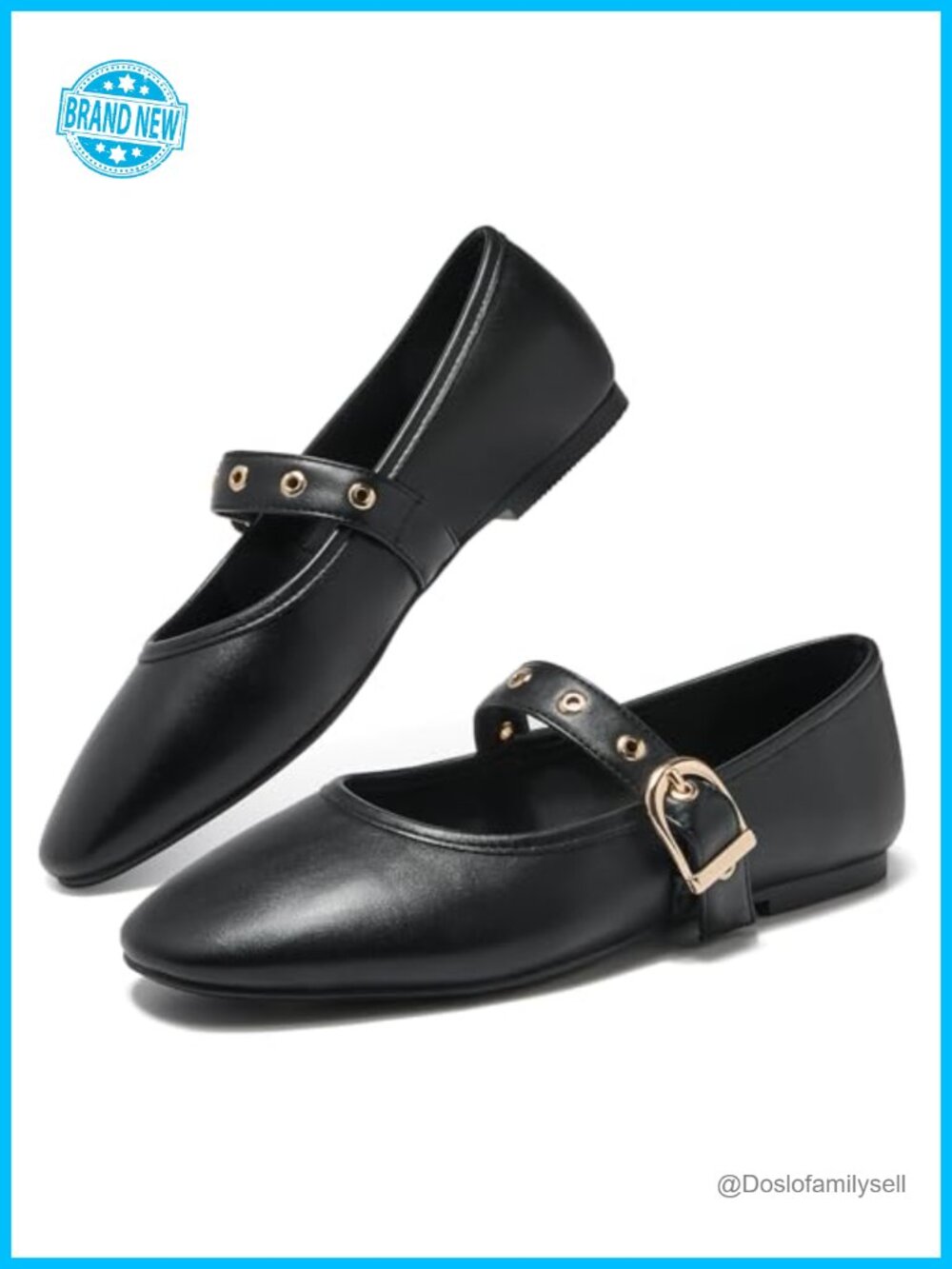 Women's Mary Jane Ballet Flats Faux Leather Buckle Strap Comfortable
